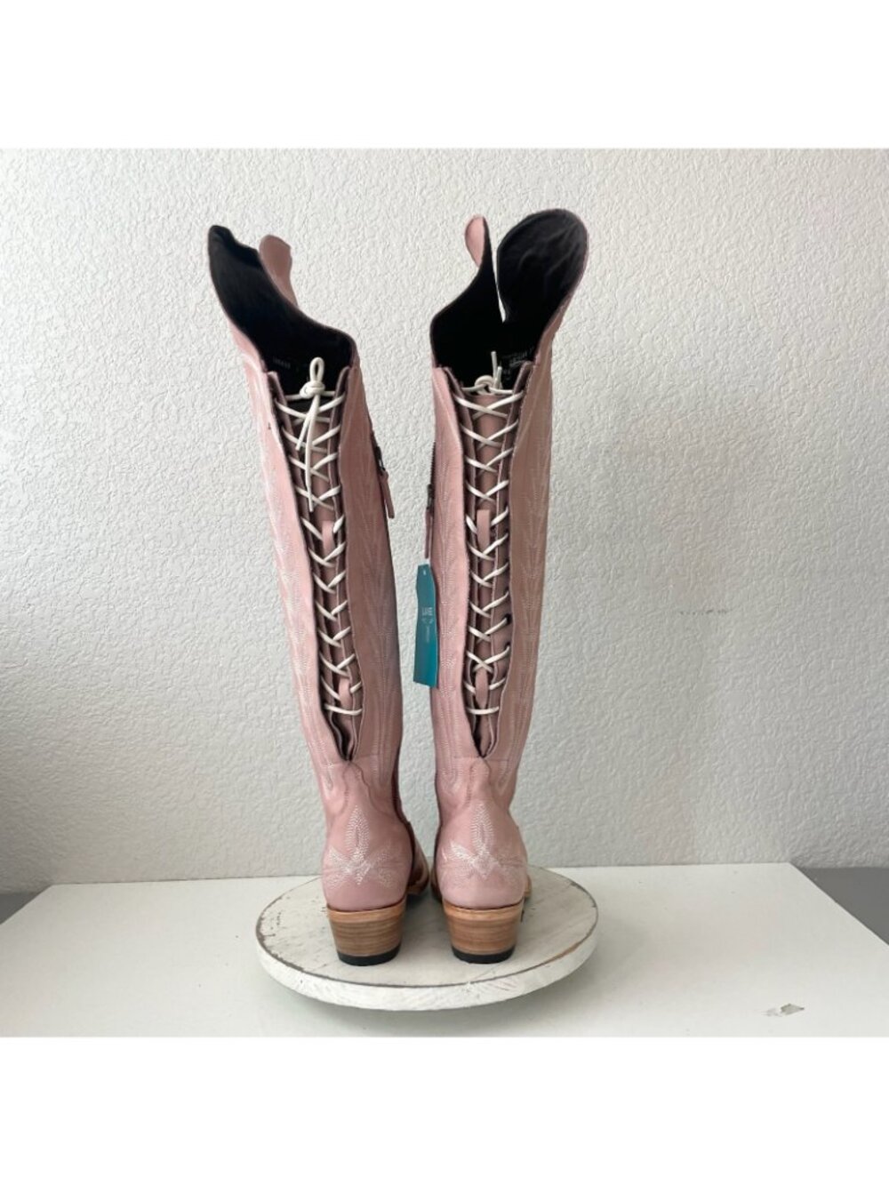 Lane LEXINGTON Over the Knee Womens Cowboy Boots 9 Blush Pink Western Cowgirl - Picture 3 of 12